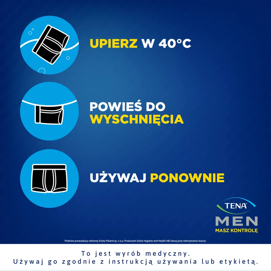 Tena Men Protective Boxer, herbruikbare boxershort voor lichte incontinentie, zwart, maat M, 1 stuk