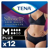 Tena Silhouette Plus Schwarz, diskreter saugfähiger Slip für Frauen, Größe M, 12 Stück