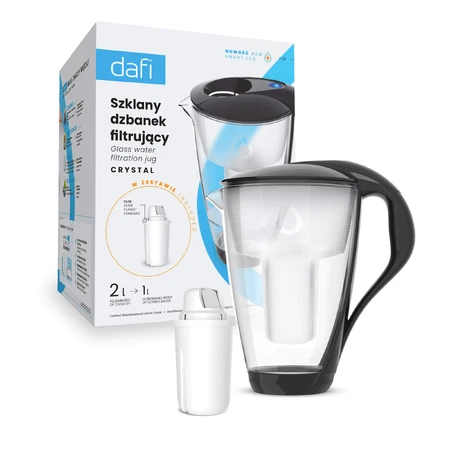 Dafi Crystal Led, glass filter pitcher, black, 2 l + Classic filter, 1 piece