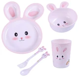 Bocioland, Kindergeschirr aus Melamin, Kaninchen, 5 Teile