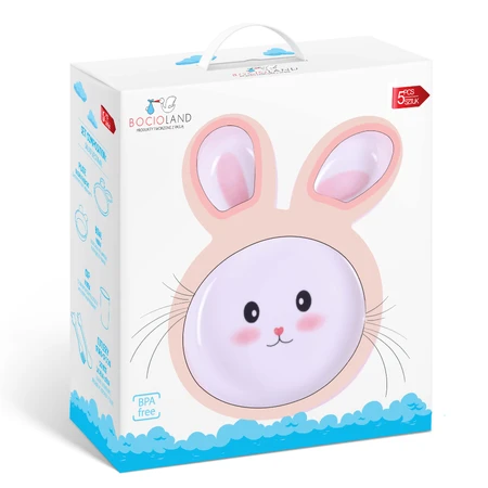 Bocioland, vajilla infantil de melamina, conejo, 5 piezas