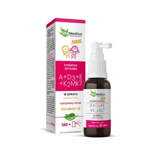 EkaMedica Vitamin A + D3 + E + K2MK7 Junior, spray, lemon flavor, from 3 years, 30 ml