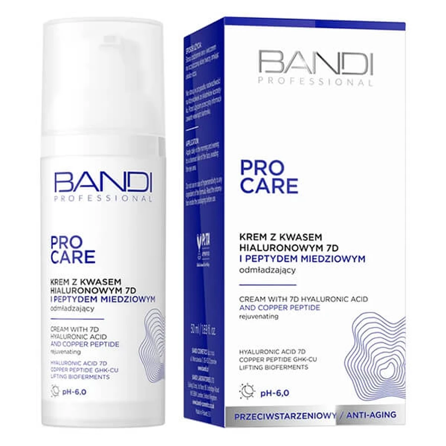 Bandi Professional Pro Care, anti-verouderingscrème met 7D hyaluronzuur en koperpeptide, 50 ml