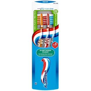Aquafresh In-between Clean set, cepillo de dientes, mediano, 3 piezas