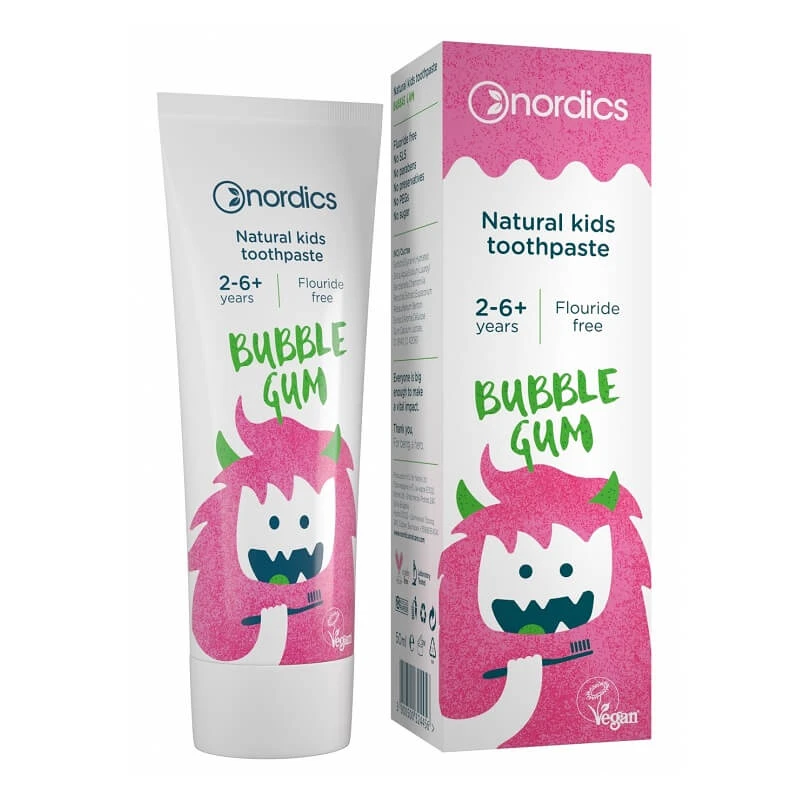 Natuurlijke kindertandpasta Bubble Gum, 50 ml, Nordics