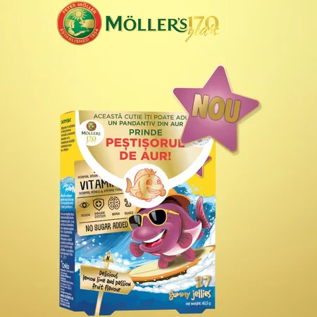 Omega 3 gummy fish, +3 years, Passion Fruit, 27 jellies, Moller's