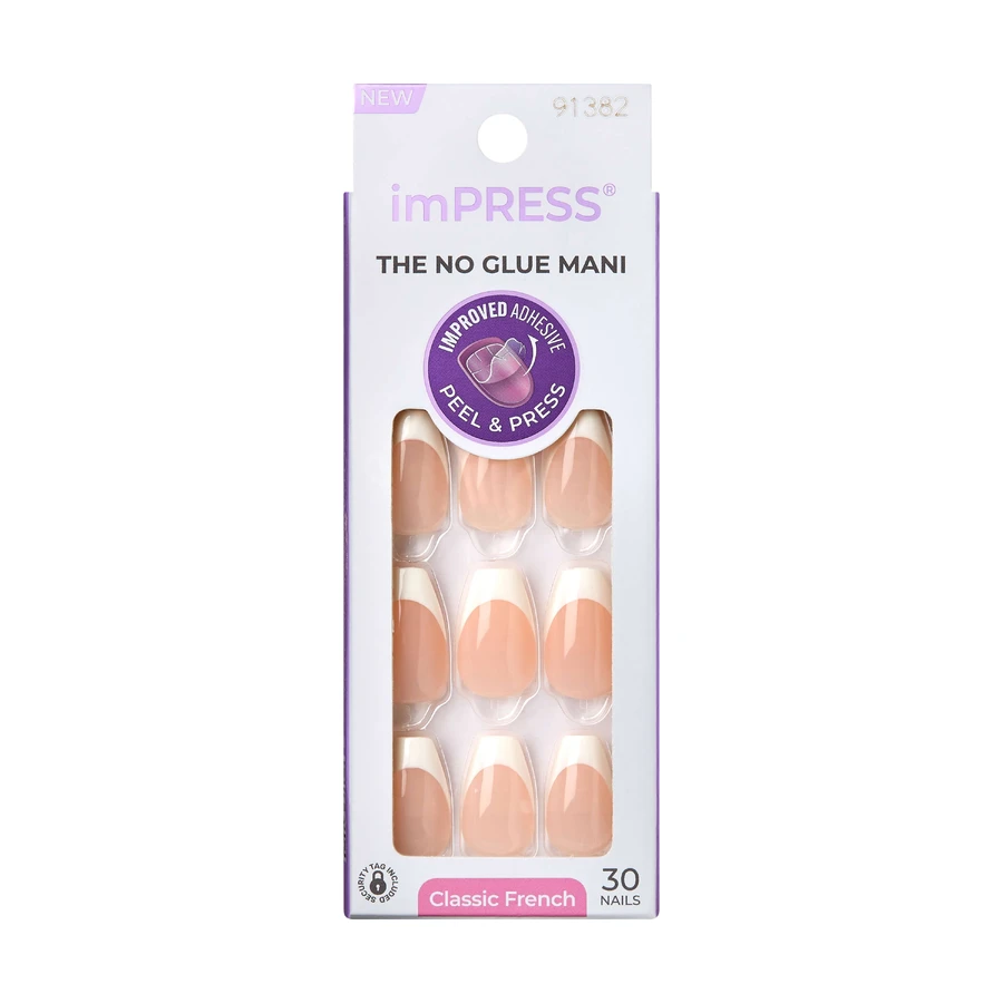 Press-on nails imPRESS Classic French, Ideal, 1 set, Kiss