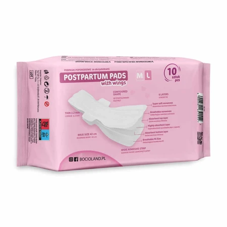 Bocioland, postnatale kompressen met vleugels, sterk absorberend, dag en nacht, 10 stuks