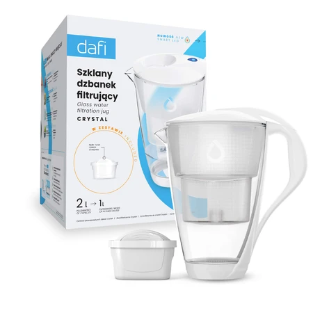 Dafi Crystal Led Glasfilterkanne, weiß, 2 l + Unimax Filter, 1 Stück