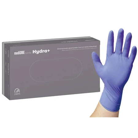 MediCare Nitrile Hydra+, mănuși din nitril, nesterile, fără pudră, albastre, mărimea L, 100 bucăți