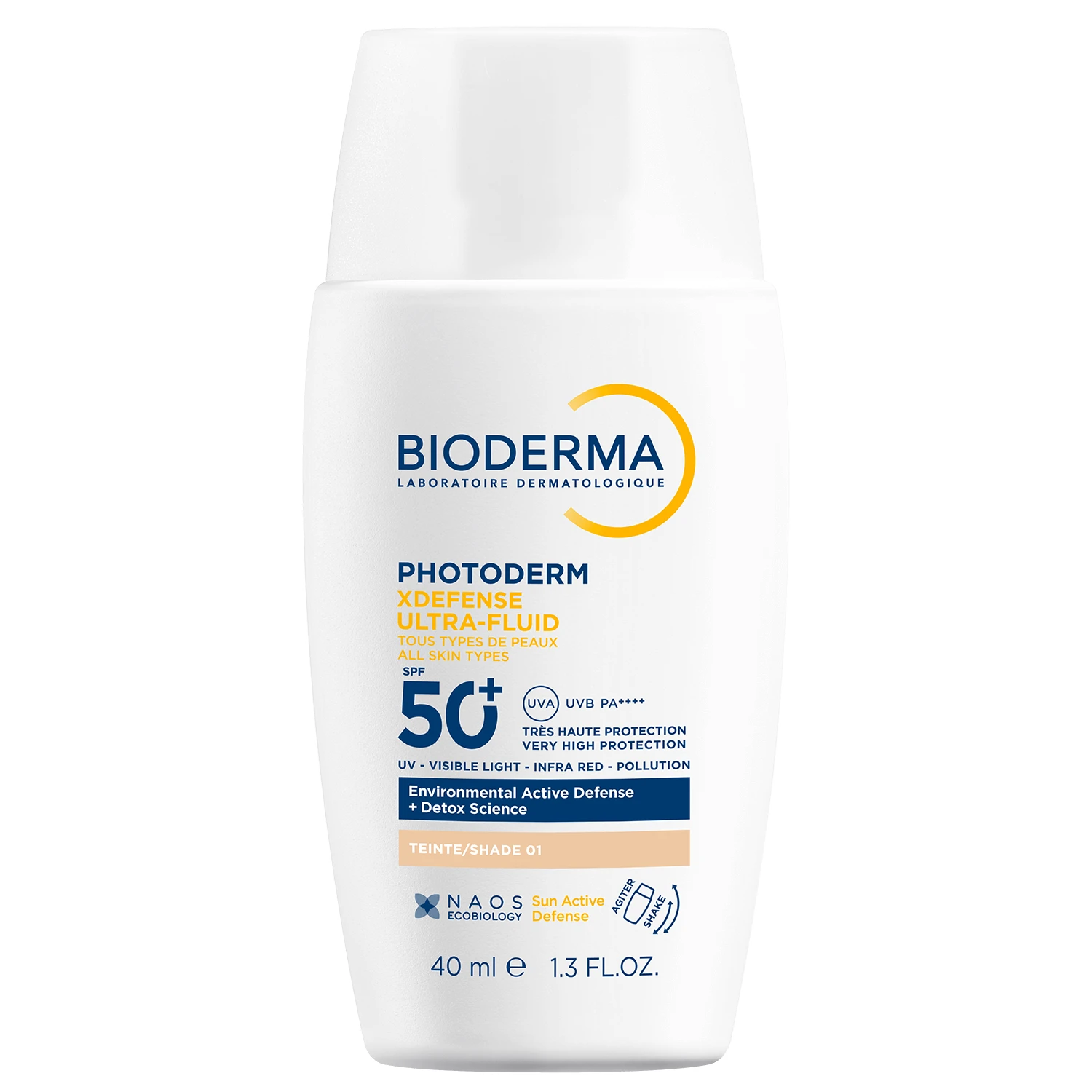 Bioderma Photoderm XDefense, ultralichte vloeistof met ontgiftende werking, kleur 01, SPF 50+, 40 ml