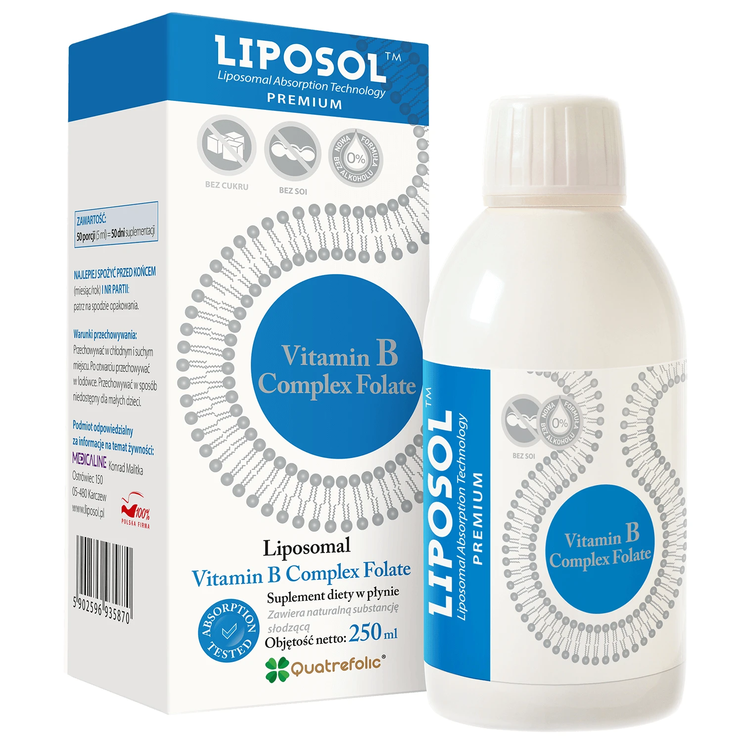 Liposol Liposomaal Vitamine B-complex foliumzuur, 250 ml