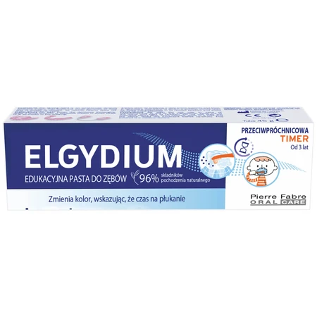 Elgydium Timer, pädagogische Zahnpasta mit Farbwechsel, gegen Karies, ab 3 Jahren, 50 ml