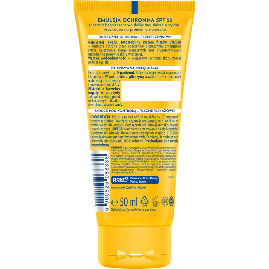 DAX Sun, emulsión protectora, cara y cuerpo, SPF 50, 50 ml