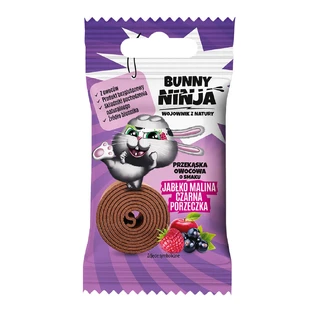 Bunny Ninja Fruit Rolls, Fruchtsnack, Geschmack: Apfel-Himbeere-Schwarze Johannisbeere, 15 g