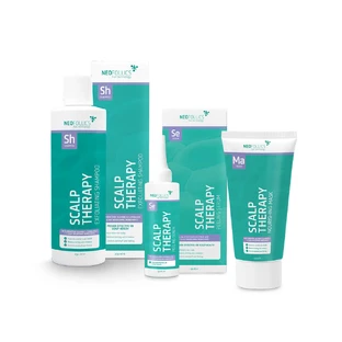 Neofollics Scalp Therapy-kit, trichologiescrub, 90 ml + vochtinbrengend masker voor de hoofdhuid, 175 ml + exfoliërende shampoo voor de hoofdhuid, 250 ml voor 1 penny