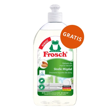 Set Frosch, Tablete de spălat vase, Classic, lime, 70 buc + Gel de spălat vase, lime, 650 ml + Lichid de spălat vase, migdale, 500 ml gratuit