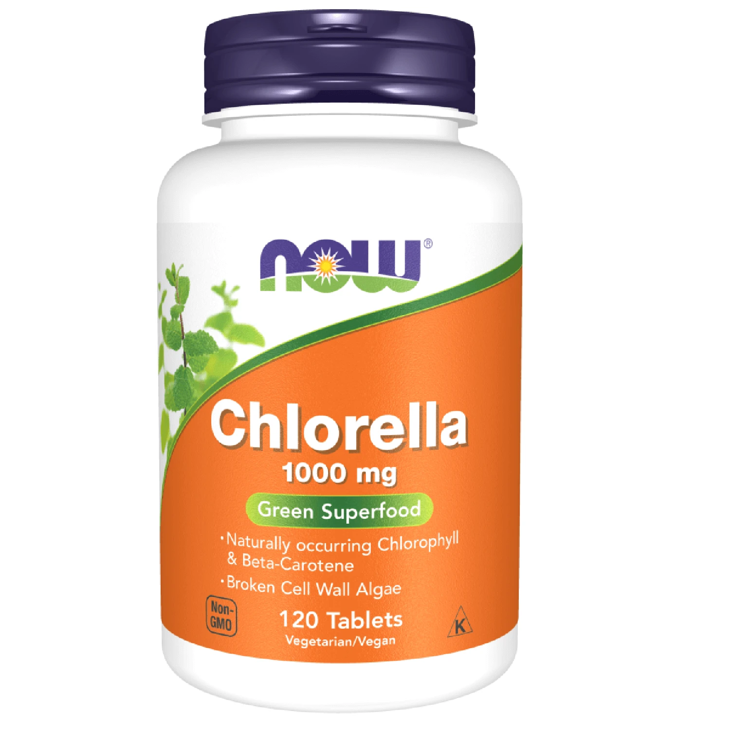 Now Foods Chlorella 1000 mg, 120 veganistische tabletten