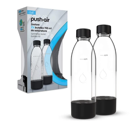 Dafi PushAir, saturator bottle, black, 0.7 l, 2 pieces