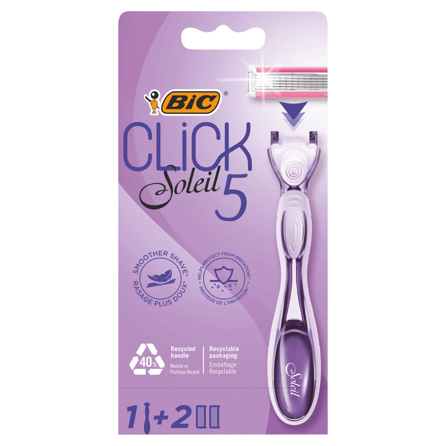BIC Click 5 Soleil, damesscheermes, 5-mesjes, handvat + 2 navullingen