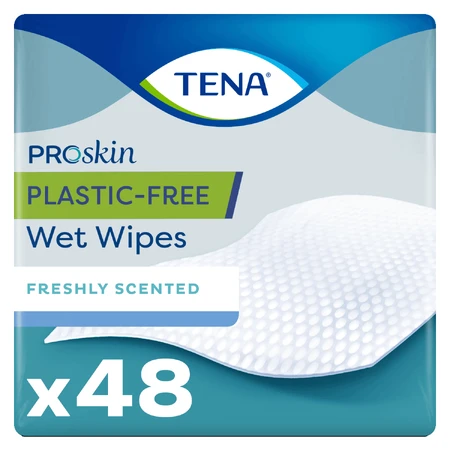 Tena ProSkin Toallitas húmedas sin plástico, 48 unidades