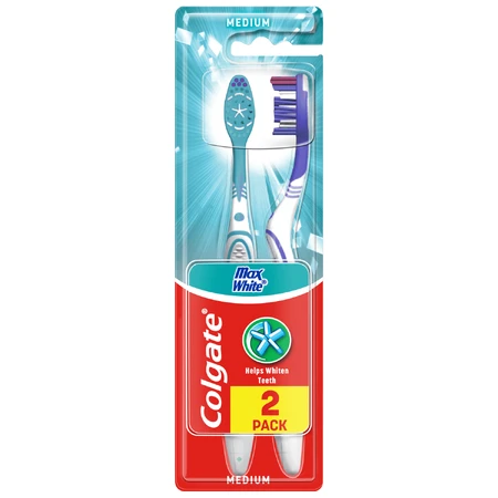 Colgate Max White, tandenborstel, medium, 2 stuks