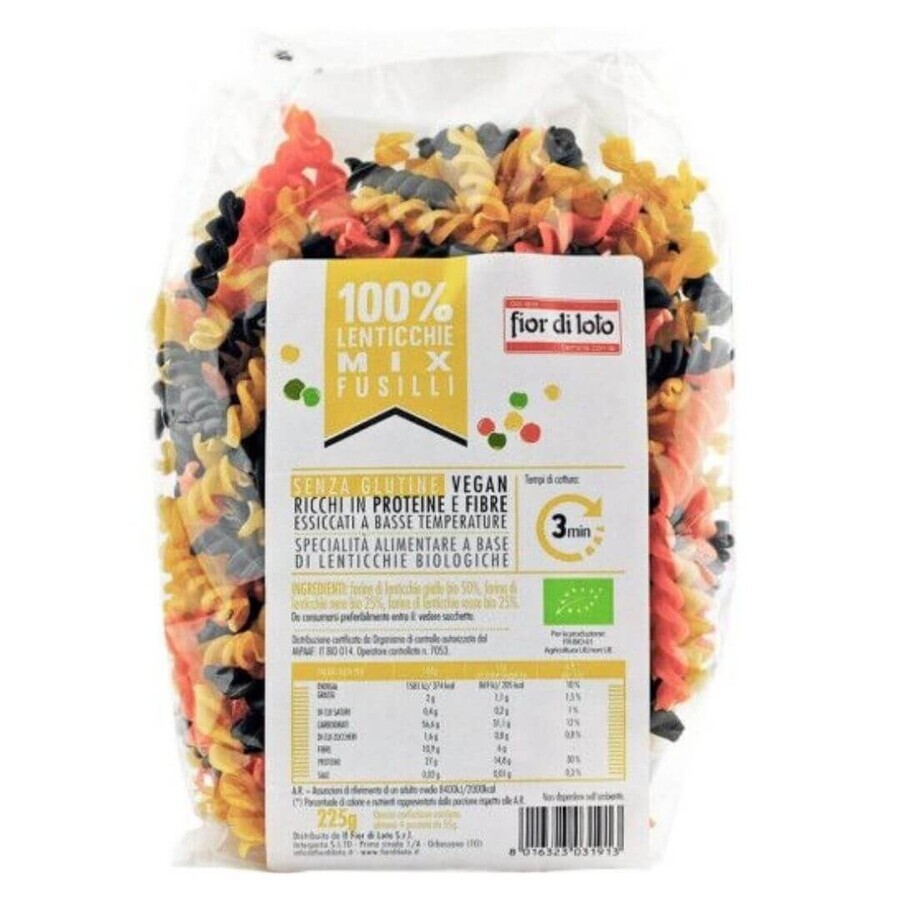 Paste fusilli Mix de linte fara gluten, 225 g, Fior Di Loto