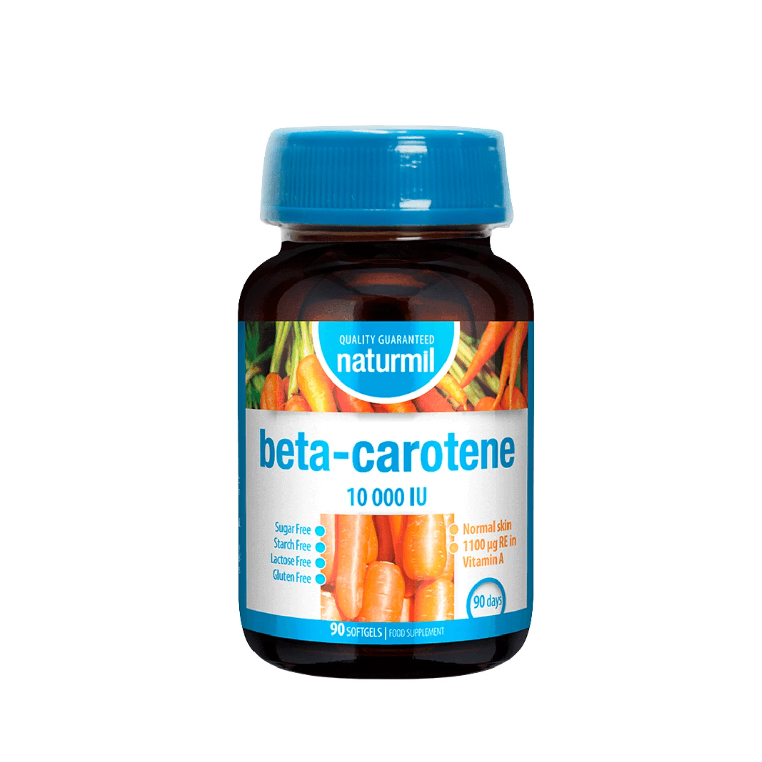 Bètacaroteen, 10000 IE, 90 zachte gelatinecapsules, Naturmil