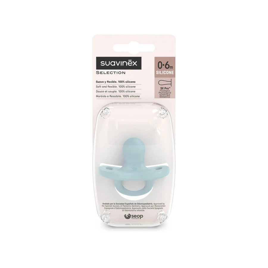 Siliconen fopspeen SX Pro Colour Essence, 0-6 maanden, Blauw, Suavinex