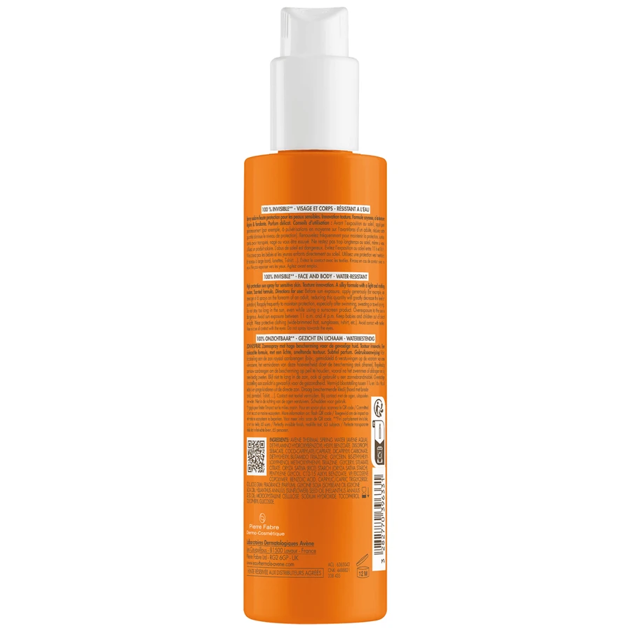 Avene Sun, protección solar extra alta, spray, FPS 50+, 200 ml