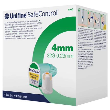 Unifine SafeControl, pennaalden, 32G, 4 mm, 100 stuks