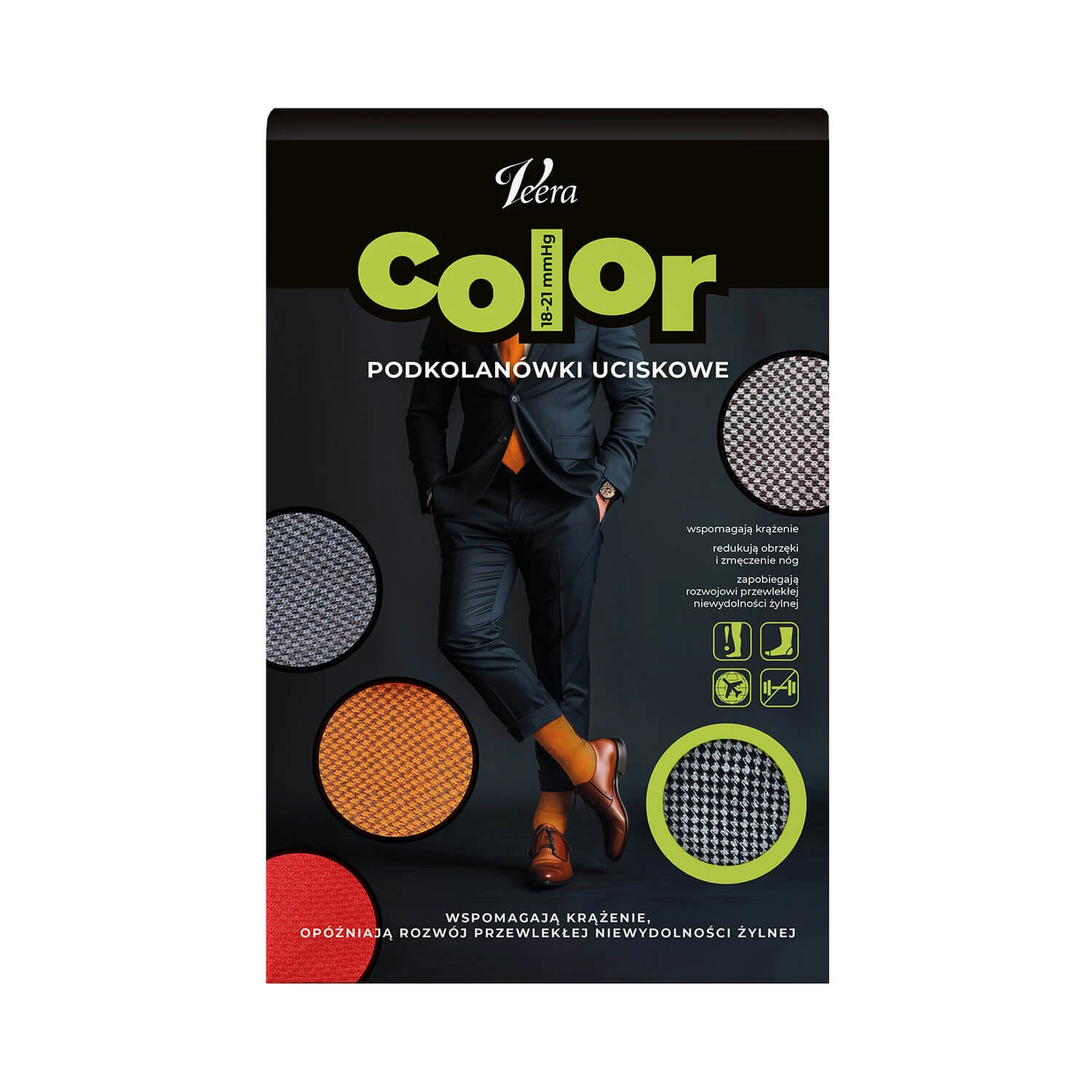 Veera Color, compressiekniekous voor heren, 18-21 mmHg, indigo, maat XL
