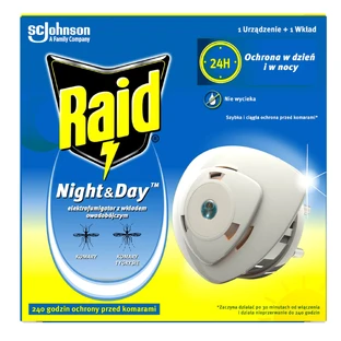 Raid Night & Day, insecticide electrofumigator with replaceable cartridge, Johnson & Johnson 
