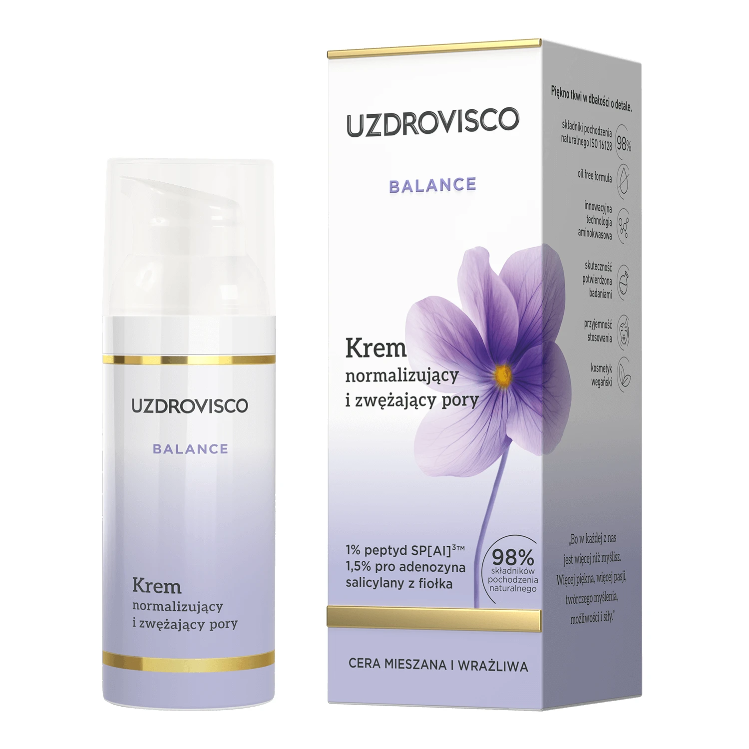 Uzdrovisco Balans, normaliserende en poriënverstrakkende crème, 50 ml