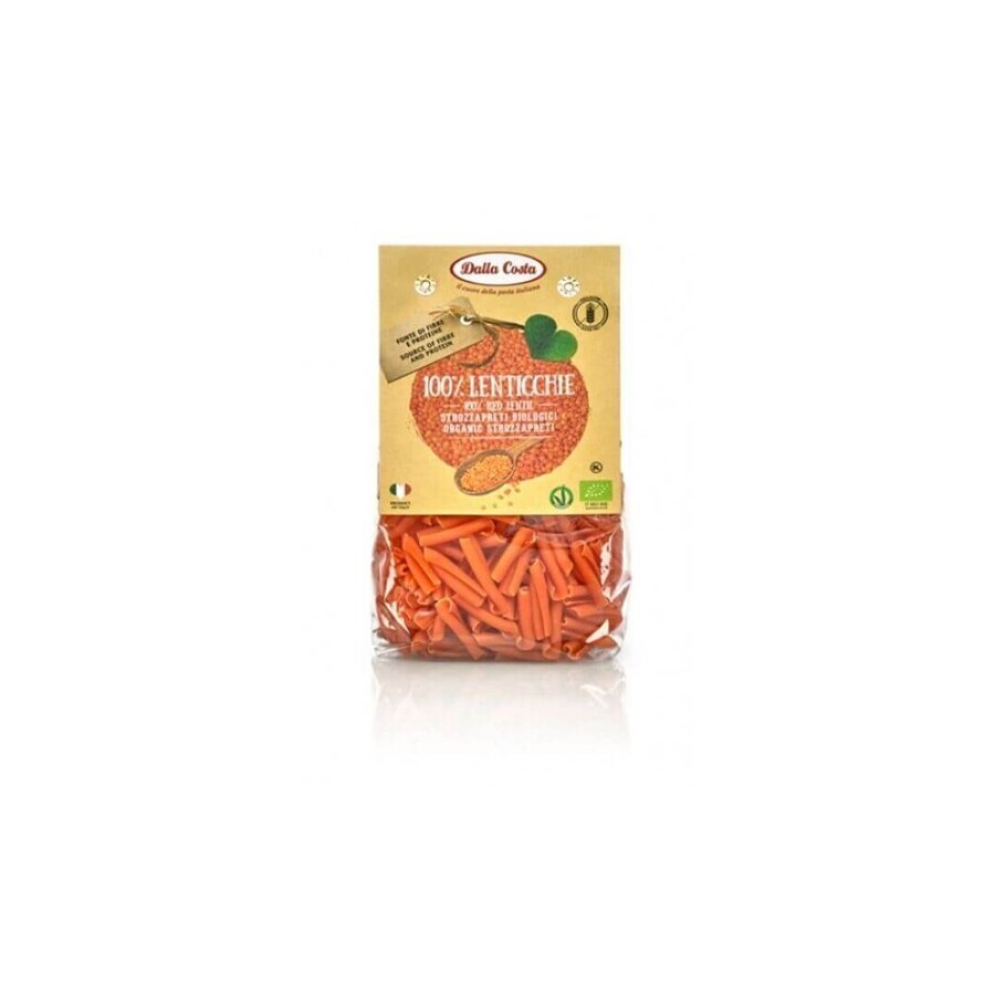 Pasta Strozzapreti made of organic gluten-free red lentils, 250 gr, Dalla Costa