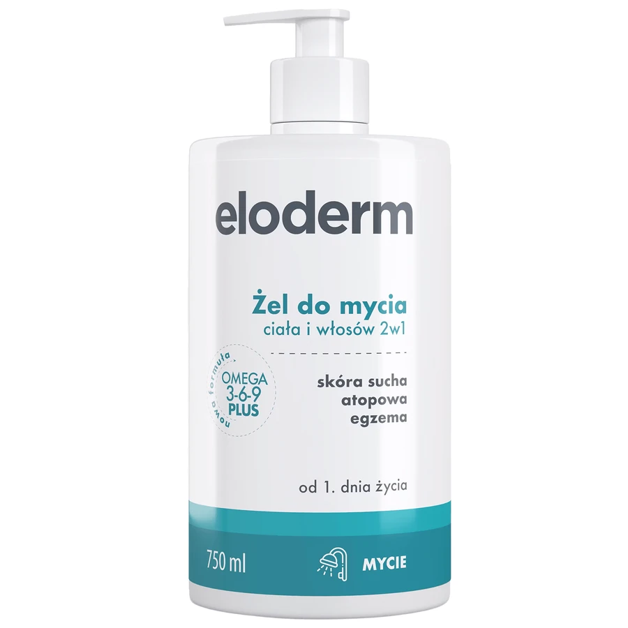 Eloderm, wasgel voor lichaam en haar 2in1, vanaf dag 1, 750 ml
