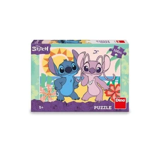 Puzzel XL Stitch en Angel op het strand, 5 jaar+, 100 stukjes, Dino