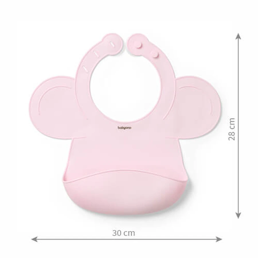 BabyOno, siliconen slabbetje met verstelbare sluiting, roze, vanaf 6 maanden, 1 stuk