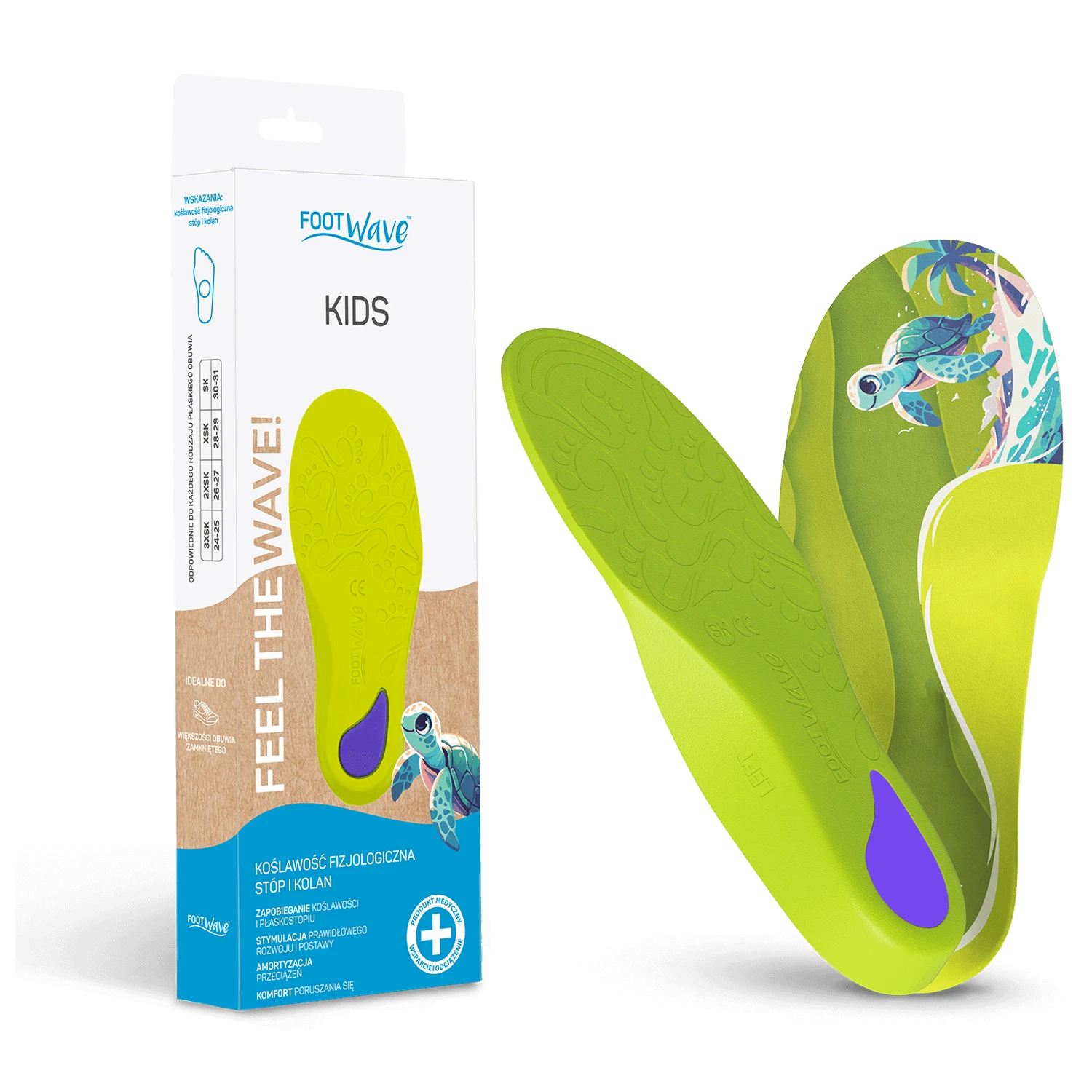 FootWave Kids, steunzolen, voet- en knievalgus, XSmall Kids, 28-29, 1 paar