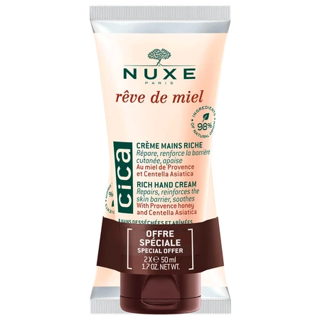 Nuxe Reve de Miel Cica, cremă pentru mâini și unghii, 2 x 50 ml