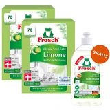 Frosch set, Pastillas lavavajillas, Classic, lima, 2 x 70 uds + lavavajillas líquido, almendra, 500 ml gratis