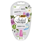 BIC Soleil Escape, Damenrasierer, Einwegrasierer, fünf Klingen, Rose & Magnolia, 2 Stück