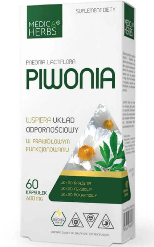 Pioenroos 600mg, 60 capsules Medica Herbs