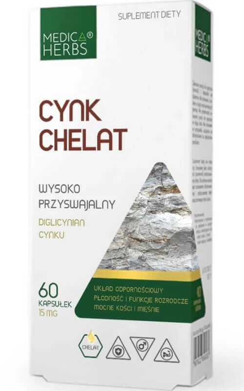 Zinkchelaat - zink diglycinaat 15mg, 60 capsules Medica Herbs