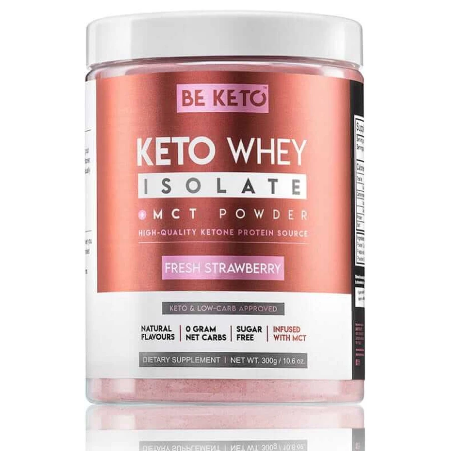Keto Eiwit Isolaat met MCT - Verse Aardbei 300g BeKeto
