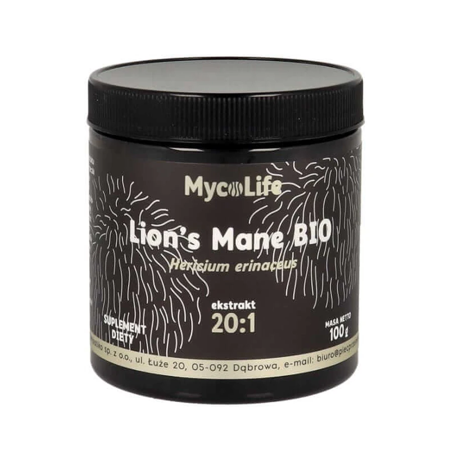 Lion's Mane - zonnehoed - BIO extract 20:1 100g MYCOLIFE