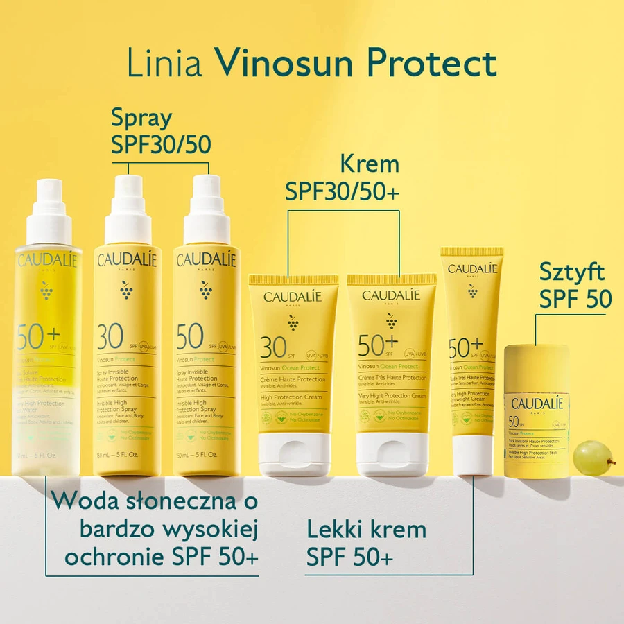 Caudalie Vinosun Protect, stick invizibil cu protecție ridicată, SPF 50, 15 g + cremă invizibilă, ușoară, cu protecție foarte ridicată, SPF 50+, 20 ml gratuit