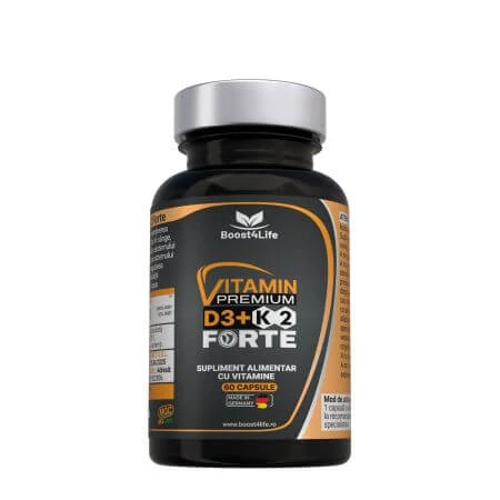 Vitamine D3+K2 Premium Forte, 5000 IE, 60 softgels, Boost4life
