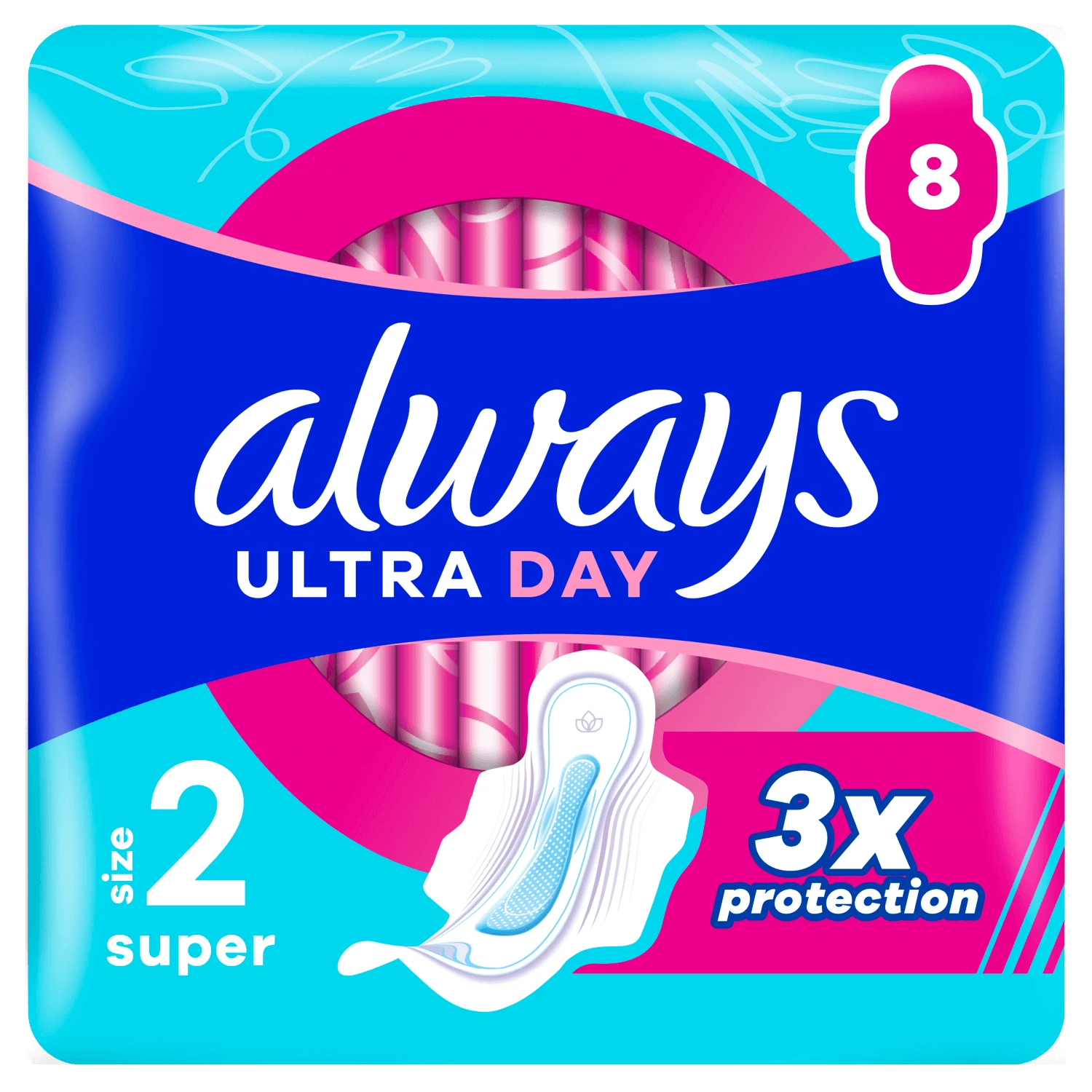 Always Ultra Day, maandverband met vleugels, Super, 8 stuks