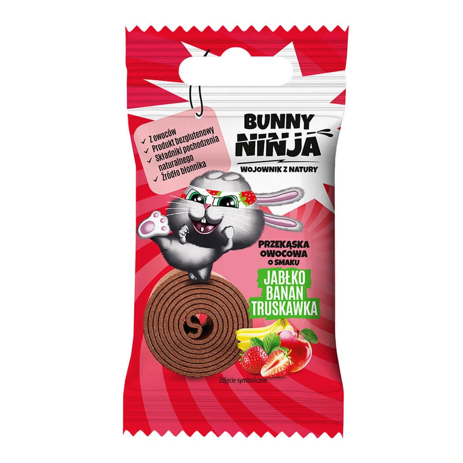 Bunny Ninja Fruit Rolls set, fruit snack, 4 x 15 g + free coloring book